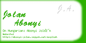 jolan abonyi business card